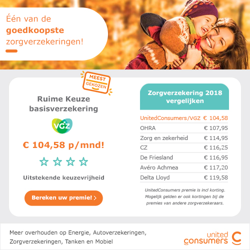 UnitedConsumers zorgverzekering met een lage basispremie. Een Goedkope zorgverzekering met uitstekende voorwaarde. Basisverzekering slechts €104.58.